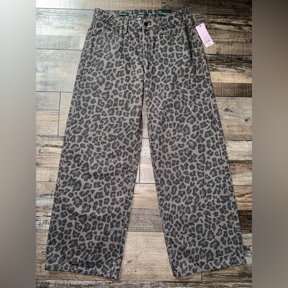 wild fable Leopard Print Wide Leg Jeans in Gray and Black